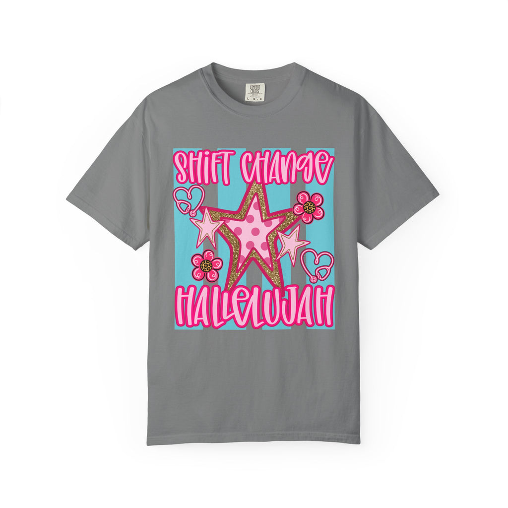 Shift Change Hallelujah T Shirt Cute Pink Star Nurse Worker Tee