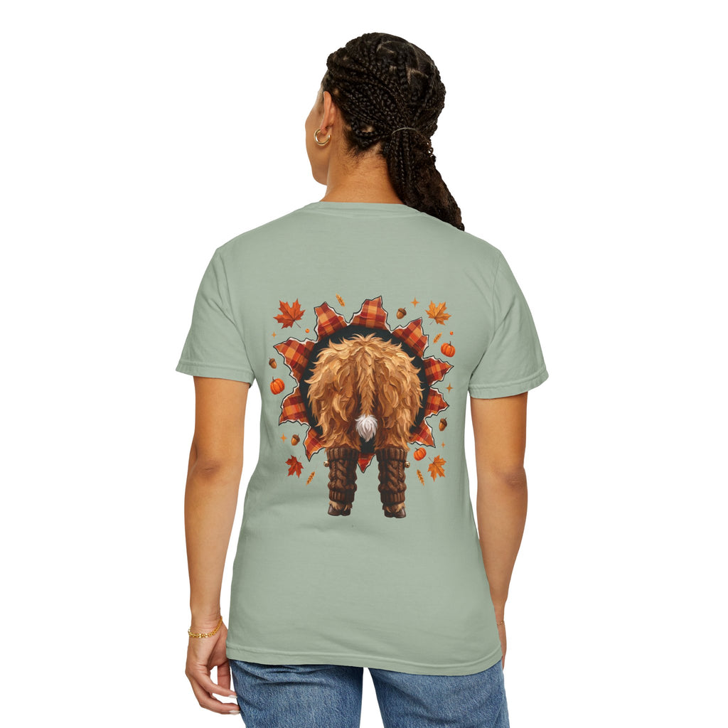 Highland Cow Autumn Tee Shirt Cute Fall Plaid Calf Design
