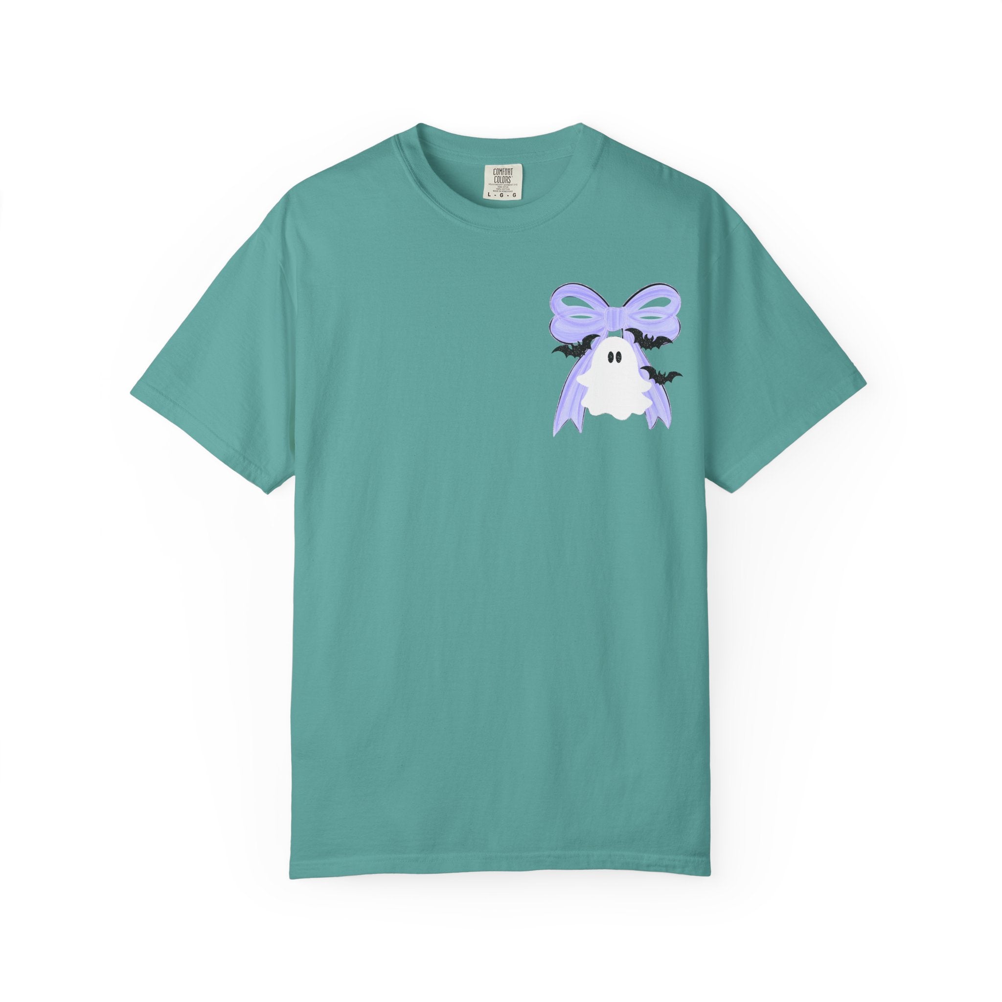 Spooky Season Ghost Tee Lavender Bow Halloween T Shirt
