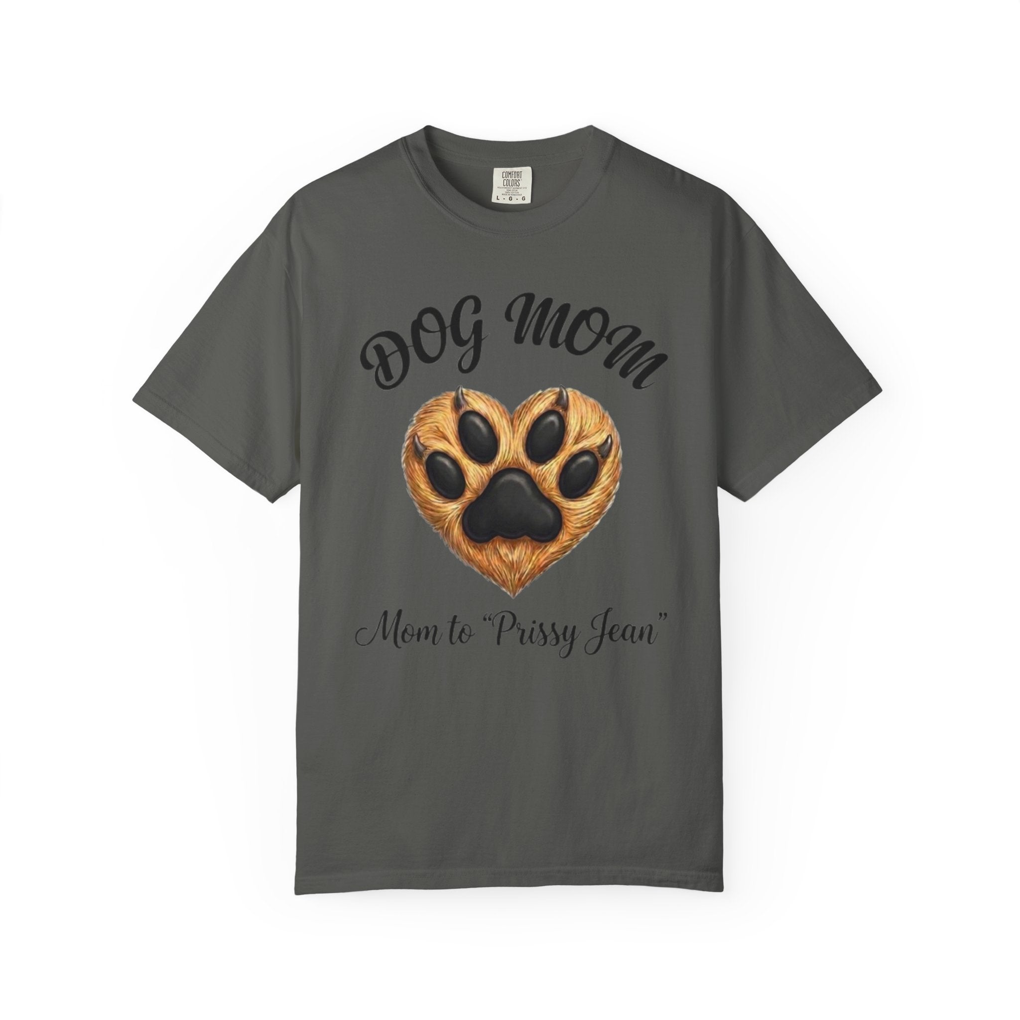 Dog Mom T-Shirt Heart Paw Print Mom to your DOGS name Pet Lover Tee