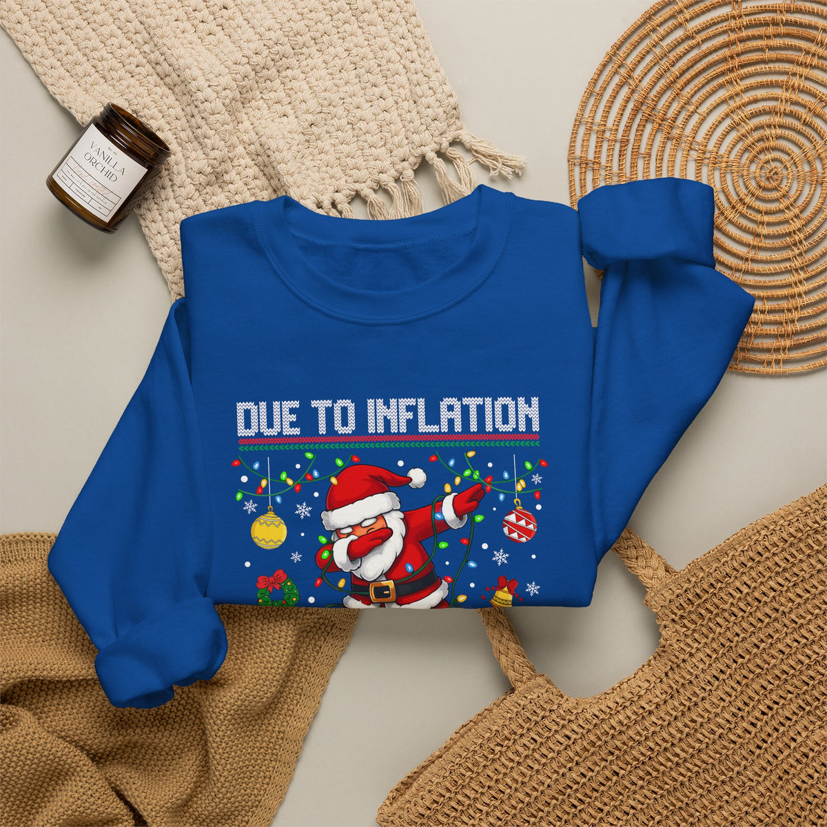Due to Inflation Ugly Christmas Sweater, Funny Santa Sweatshirt, Dabbing Santa Christmas Shirt, Holiday Party Sweater, Christmas Gift