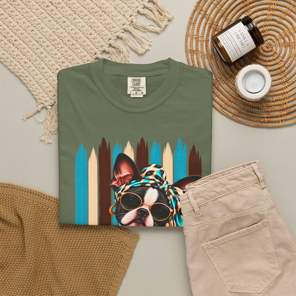 Boston Terrier Shirt, Trendy Dog Mom Tee, Artsy Dog Lover Gift, Comfort Colors T-Shirt, Sassy Boutique Dog Graphic Tee