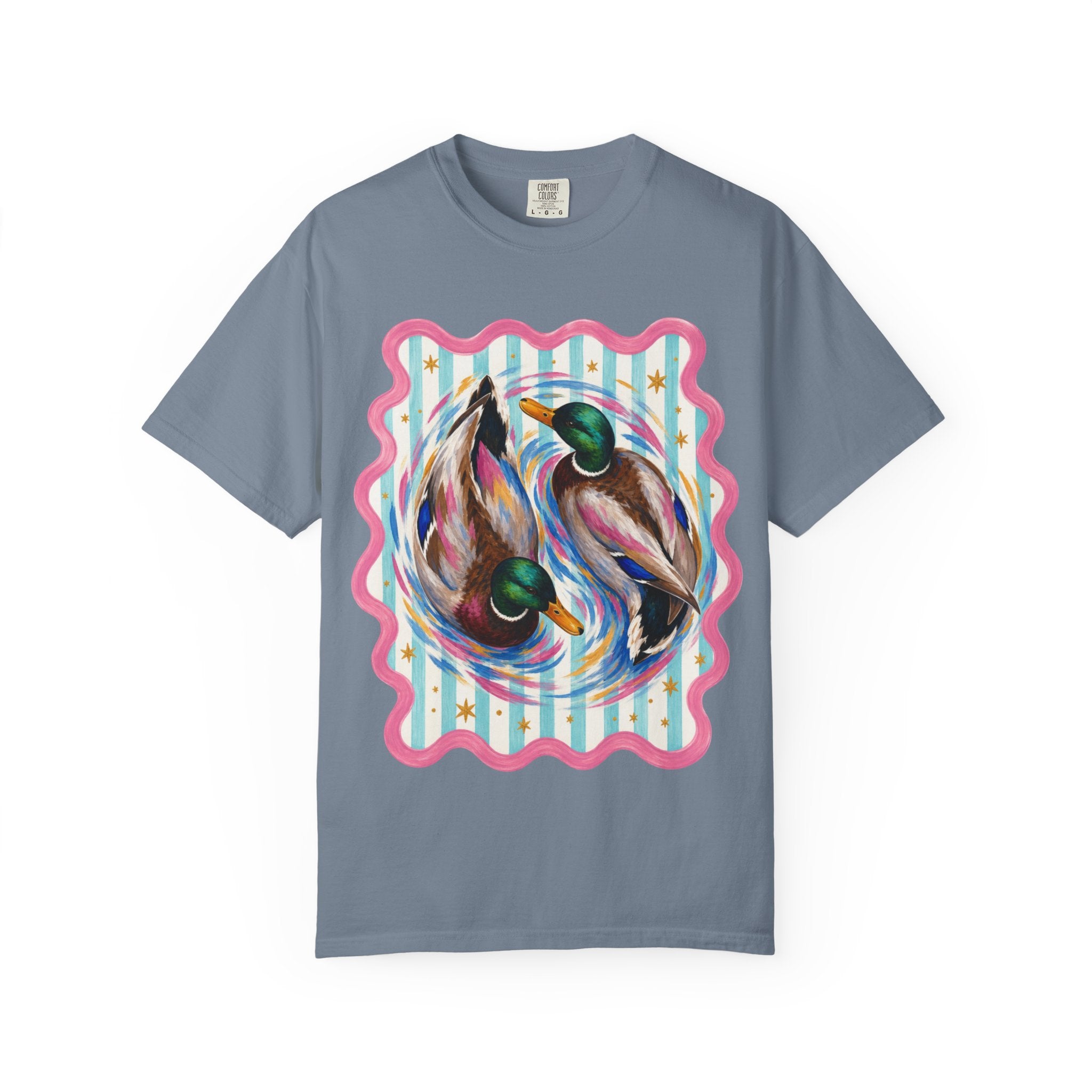 Mallard Duck Art T Shirt Colorful Paired Ducks Graphic Tee