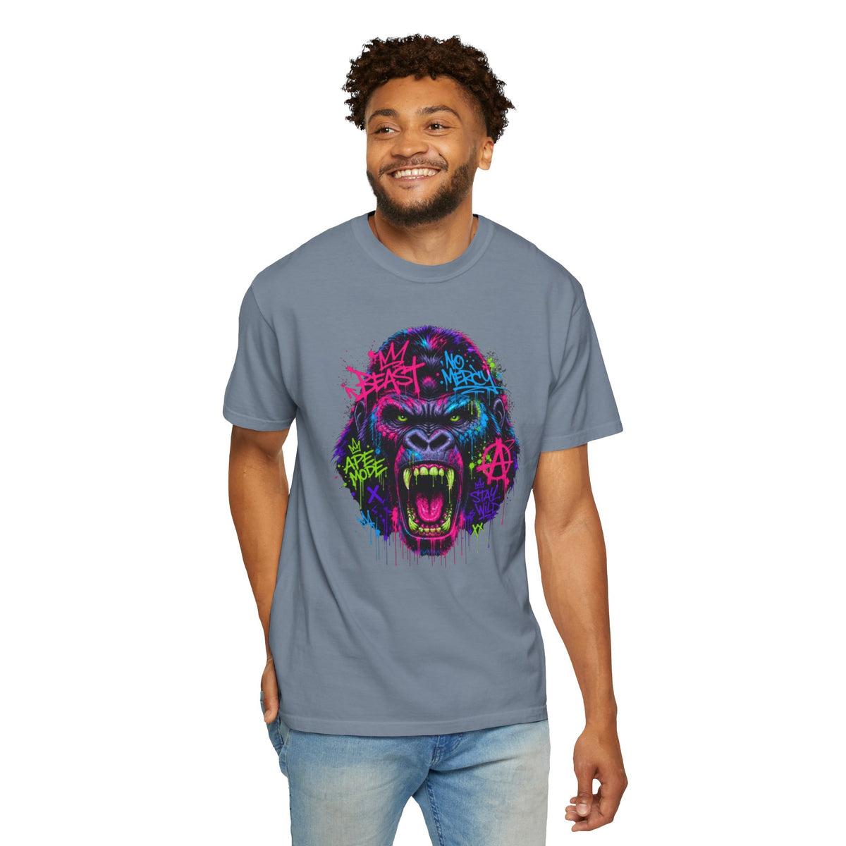Gorilla Graffiti T Shirt Neon Street Art Ape Design