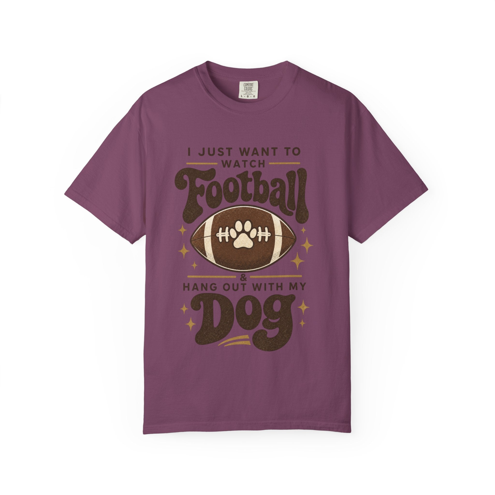 Football and Dog T Shirt I Just Want to Watch Football and Hang Out With My Dog Graphic Tee