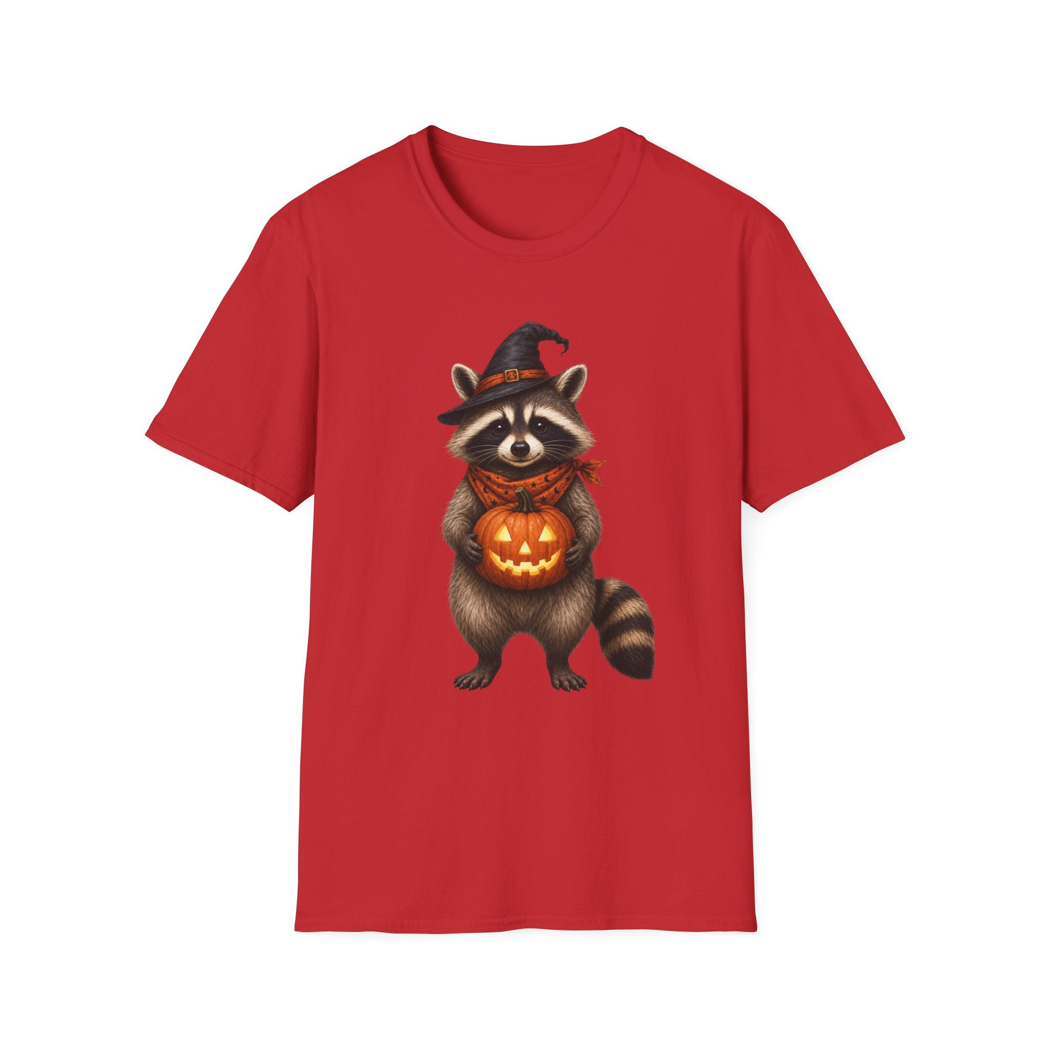 Raccoon Witch Halloween T Shirt Cute Pumpkin Trick-or-Treat Tee