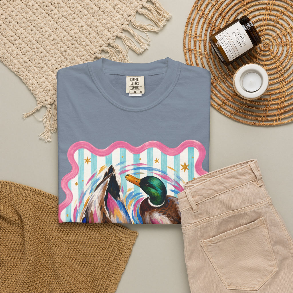 Mallard Duck Art T Shirt Colorful Paired Ducks Graphic Tee