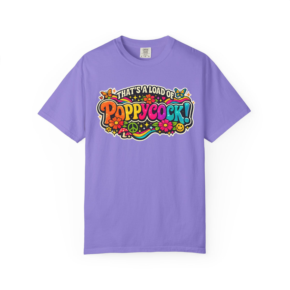 Poppycock Retro Hippie T Shirt  That’s a Load of Poppycock Colorful Vintage Floral Tee