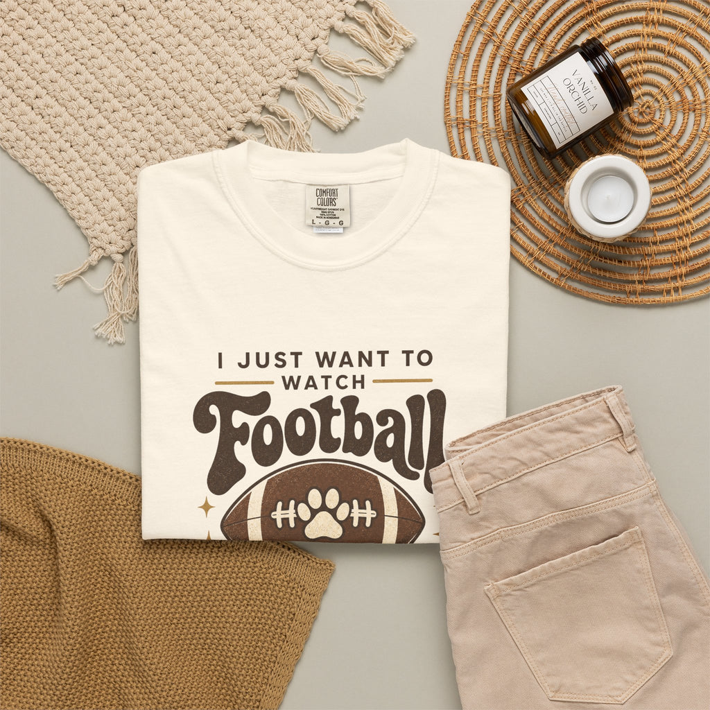 Football and Dog T Shirt I Just Want to Watch Football and Hang Out With My Dog Graphic Tee