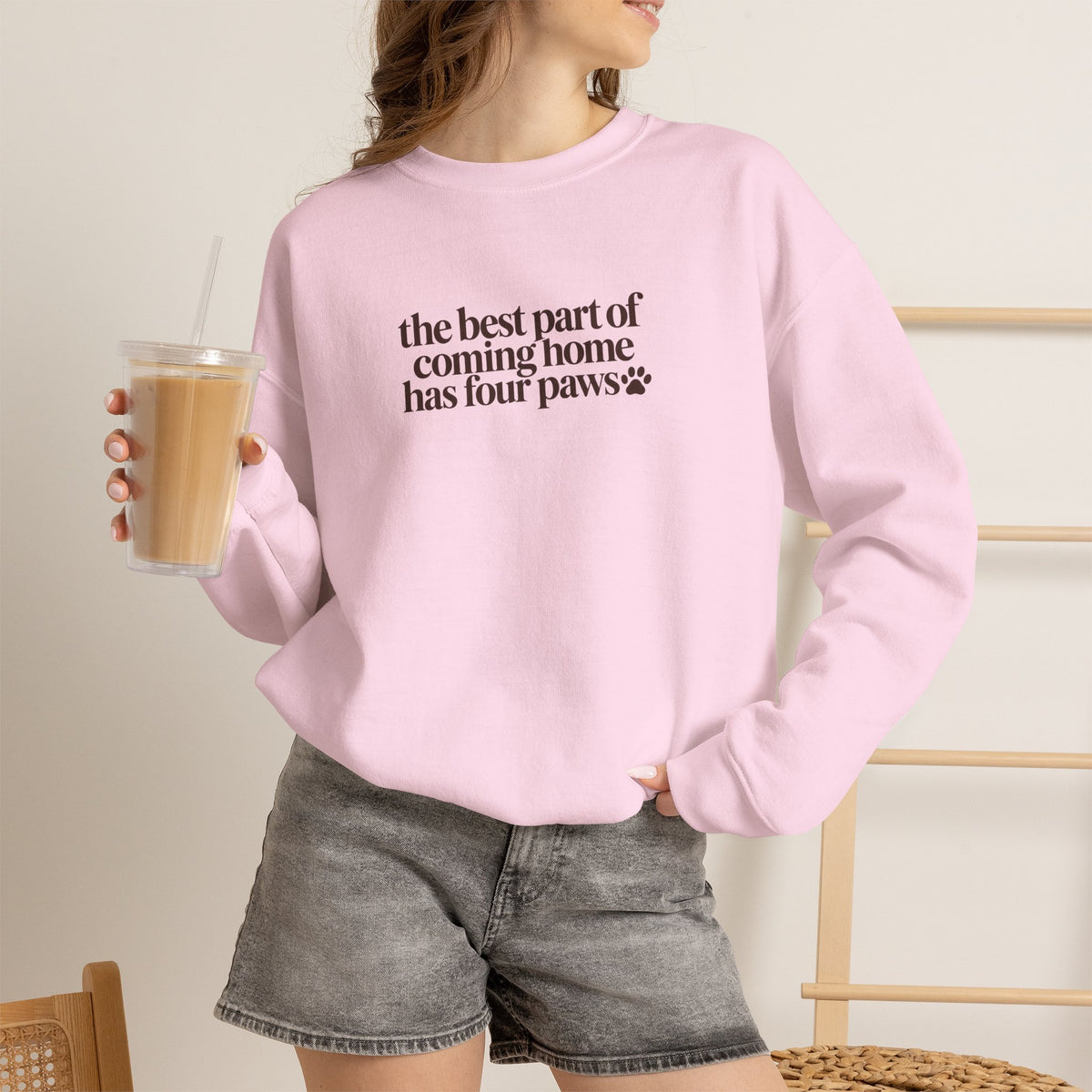 Dog Mom Sweatshirt, The Best Part of Coming Home Has Four Paws, Minimalist Dog Lover, Cute Pet Mom Gift, Christmas Gift for Dog Lovers