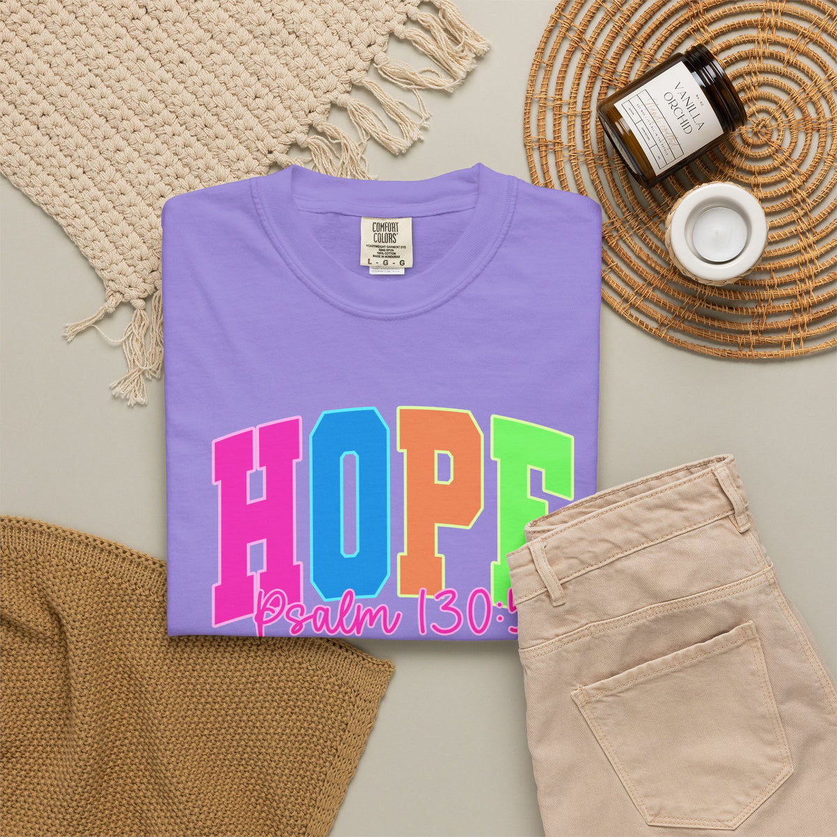 Hope Psalm 130 5 TeeShirt Colorful Christian Faith Tee