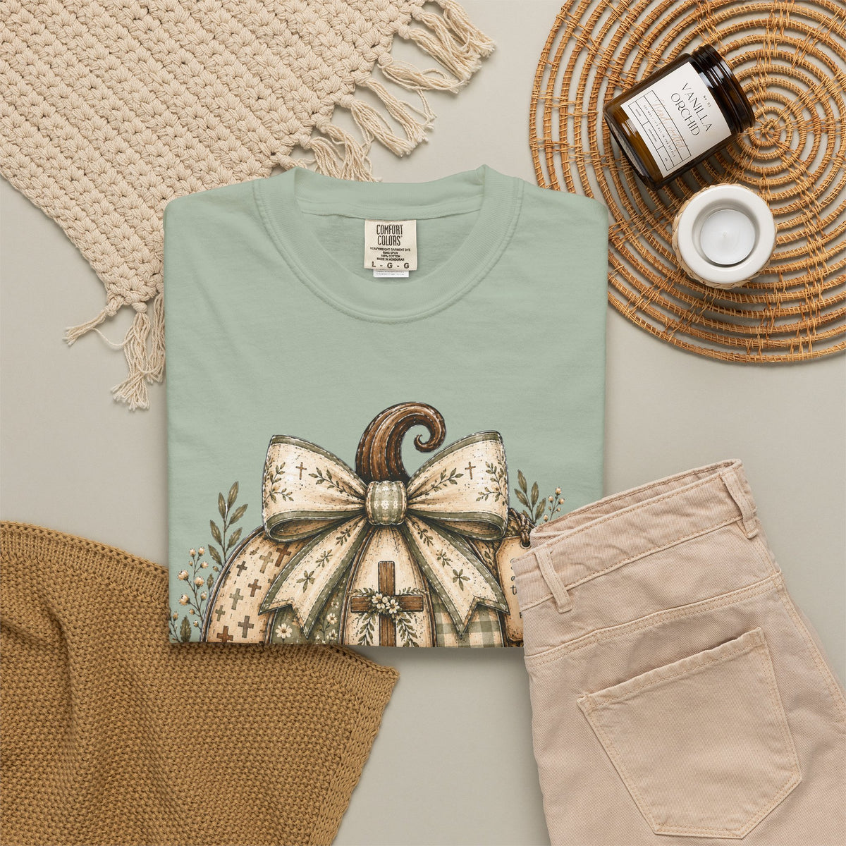 Pumpkin Blessings Tee Rustic Autumn Pumpkin with Grateful Heart Design