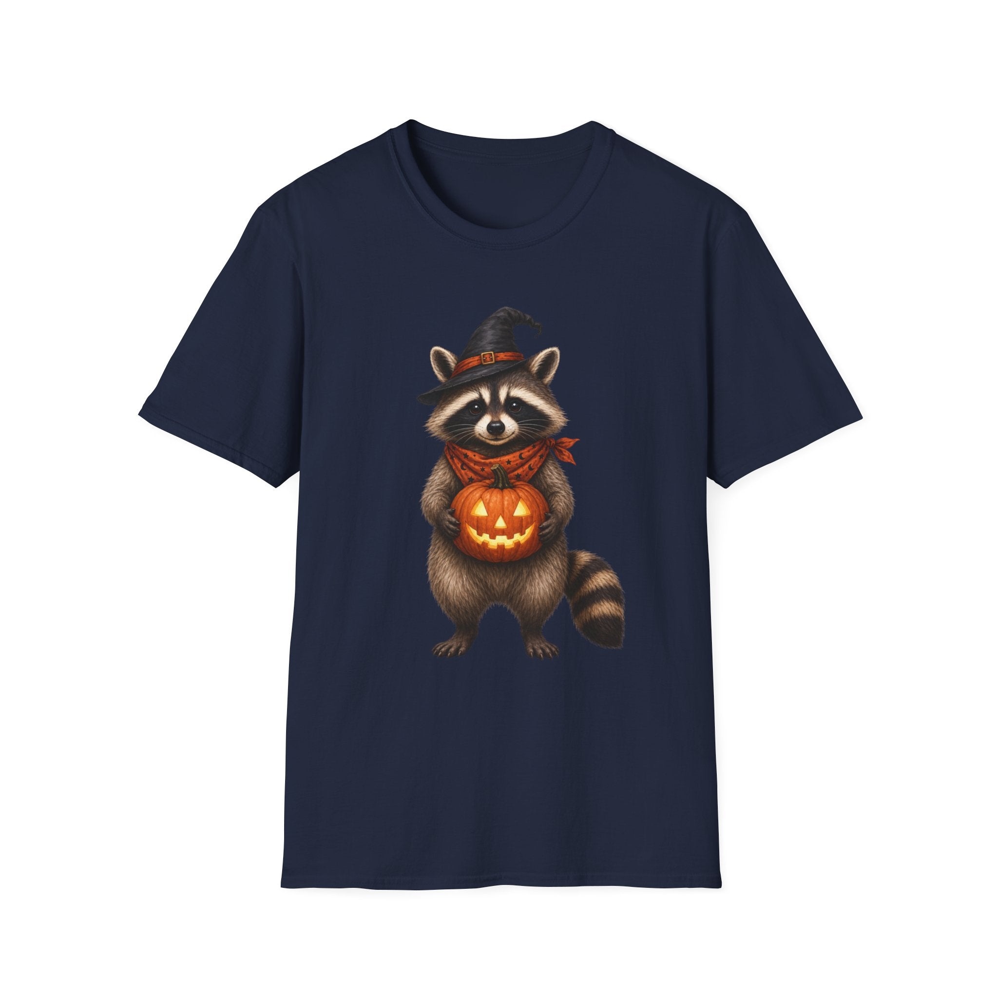 Raccoon Witch Halloween T Shirt Cute Pumpkin Trick-or-Treat Tee
