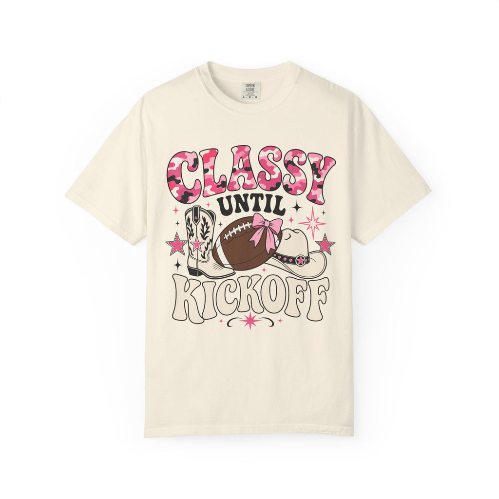 Classy Until Kickoff Football T Shirt Retro Cowgirl Game Day Tee