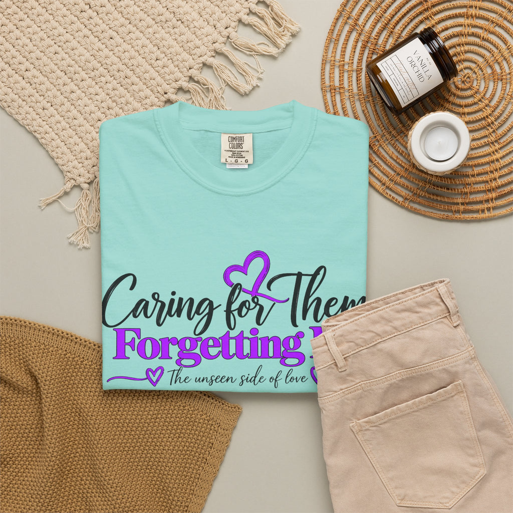 Caring for Them Forgetting Me T shirt | Alzheimer Awareness Purple Ribbon
