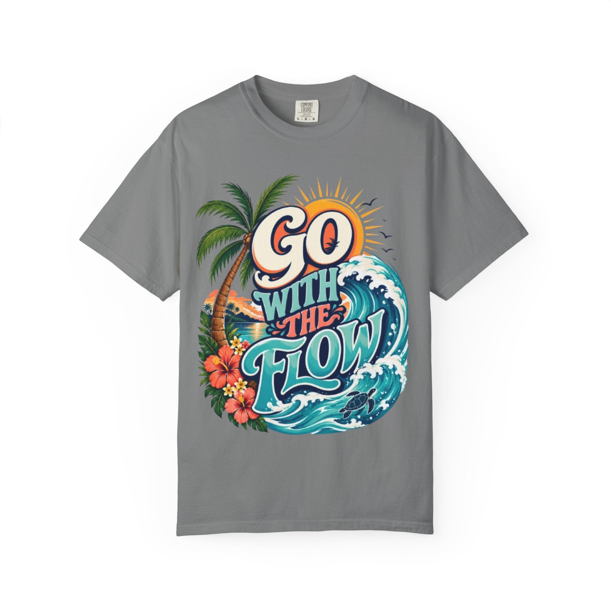Go With The Flow T-Shirt Tropical Surf Graphic Tee