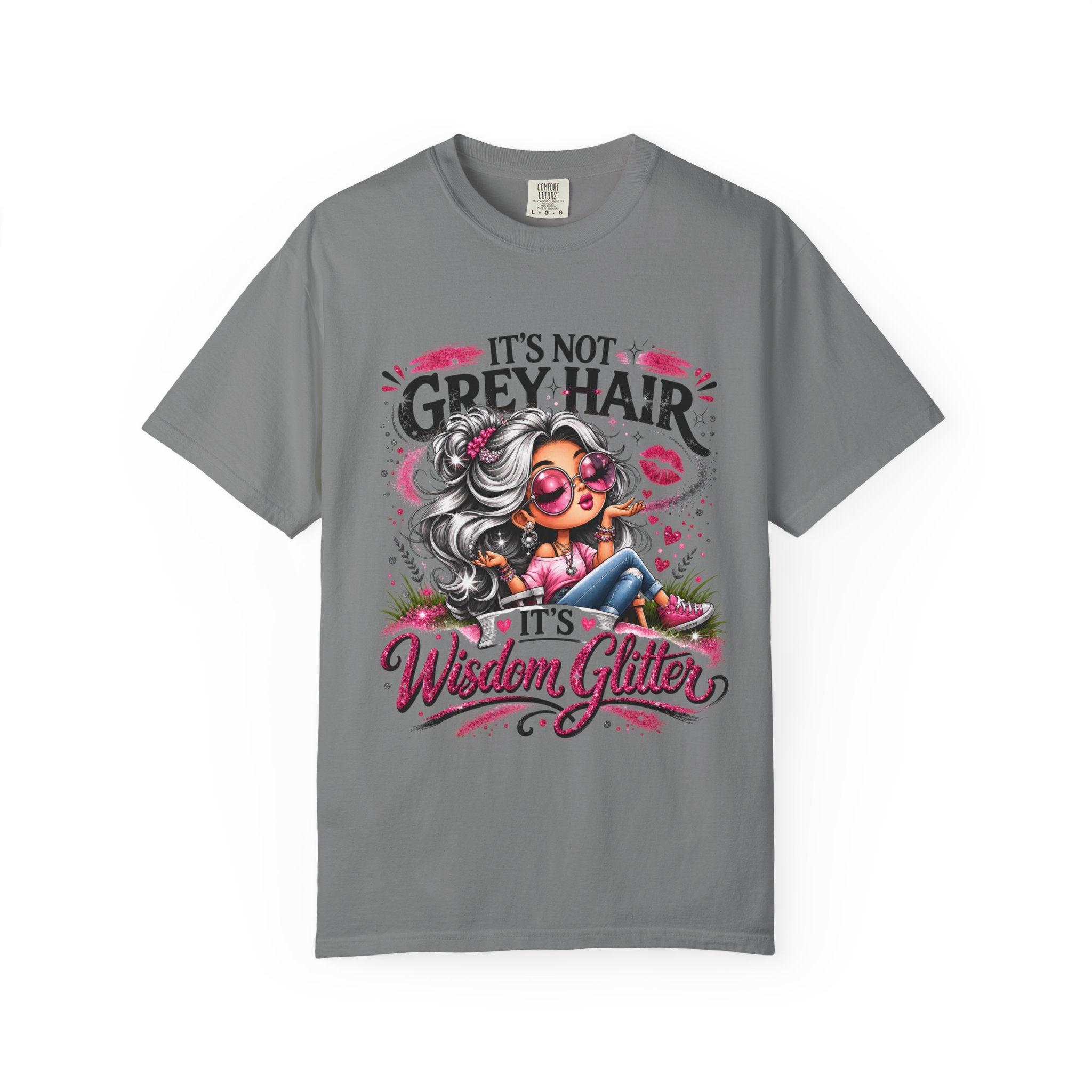 T-Shirt Its Not Grey Hair Its Wisdom Glitter Graphic Tee