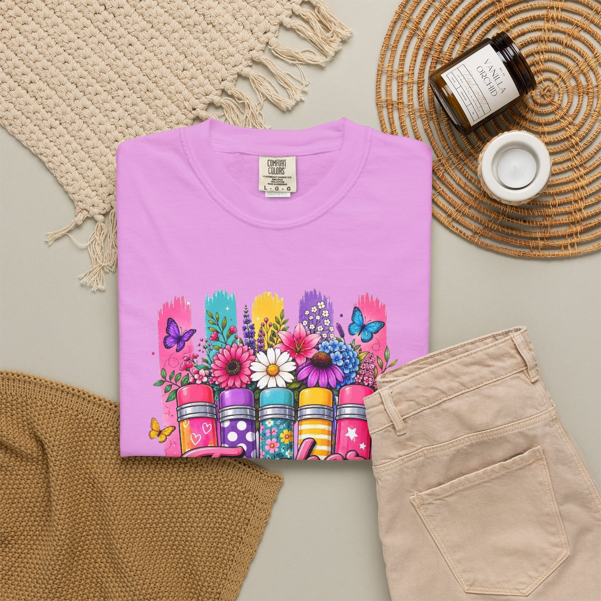 Colorful Pencil Bouquet Teacher T Shirt | Floral School Design