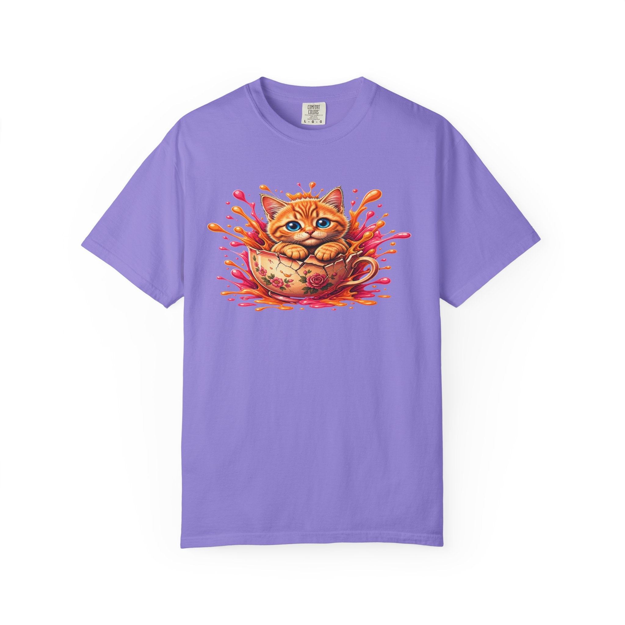 Cat Splash T Shirt Cute Orange Kitten Graphic Tee