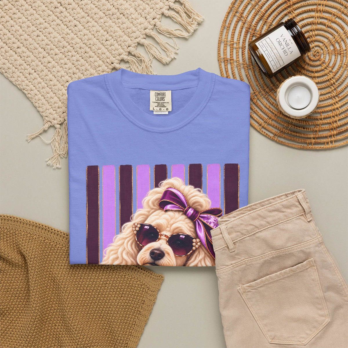 Sassy Poodle Shirt, Comfort Colors Poodle Tee, Coquette Dog Mom Gift, Pink Lavender Dog Lover T-Shirt, Boutique Pet Lover Gift