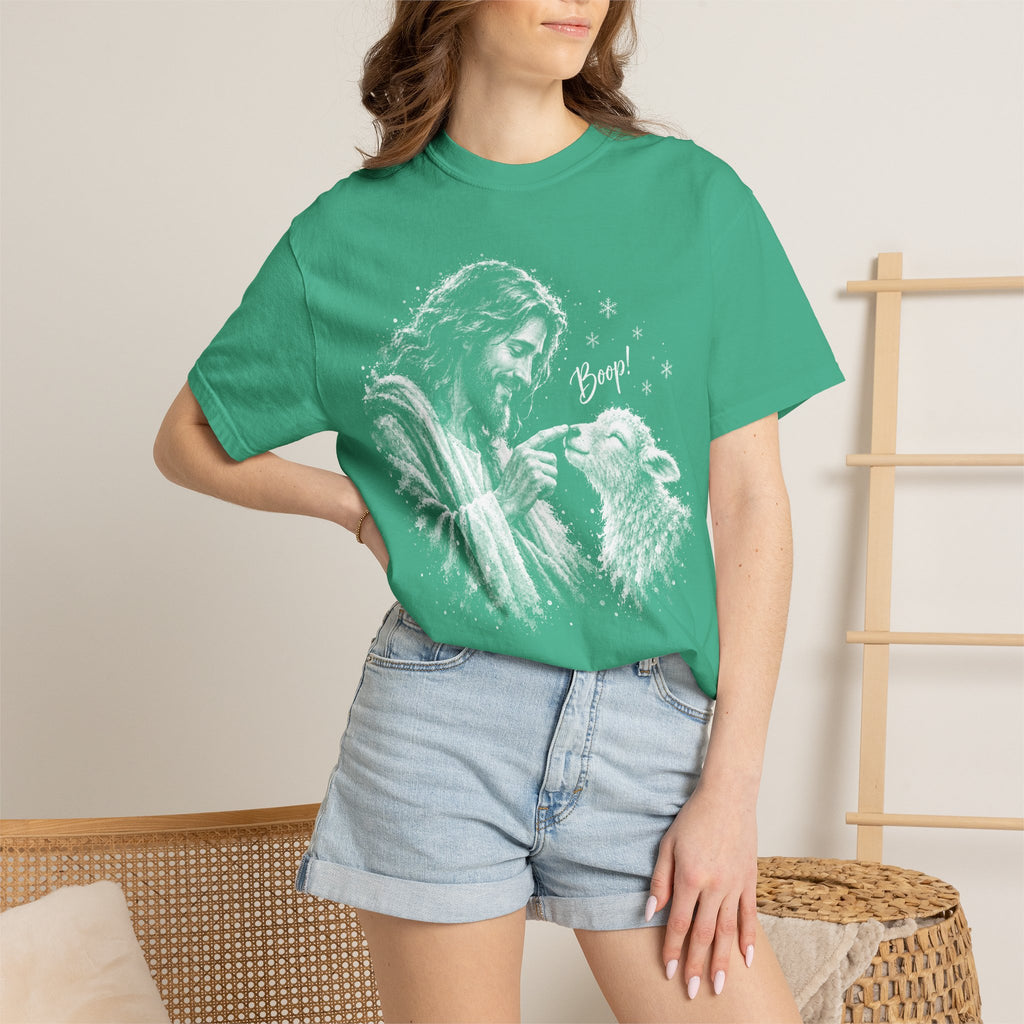 Jesus Boop Shirt, Jesus and Lamb Christian T-Shirt, Cute Faith Based Tee, Funny Jesus Shirt, Religious Gift for Women, Christian Graphic Tee