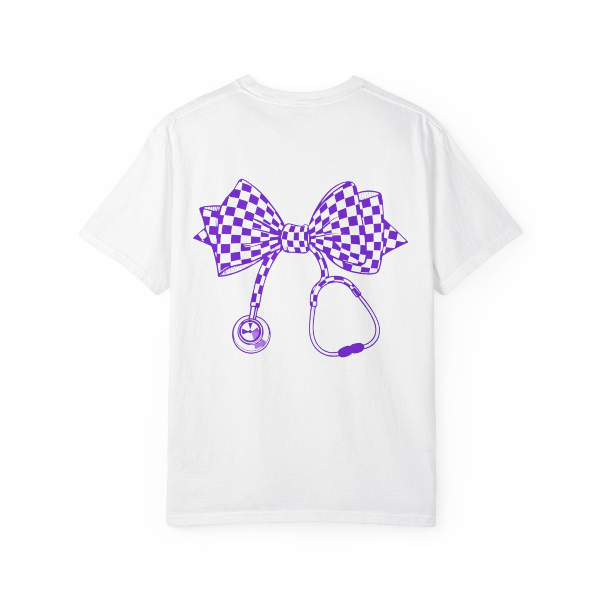 Nurse Stethoscope Bow T Shirt Checkered Medical Ribbon Tee