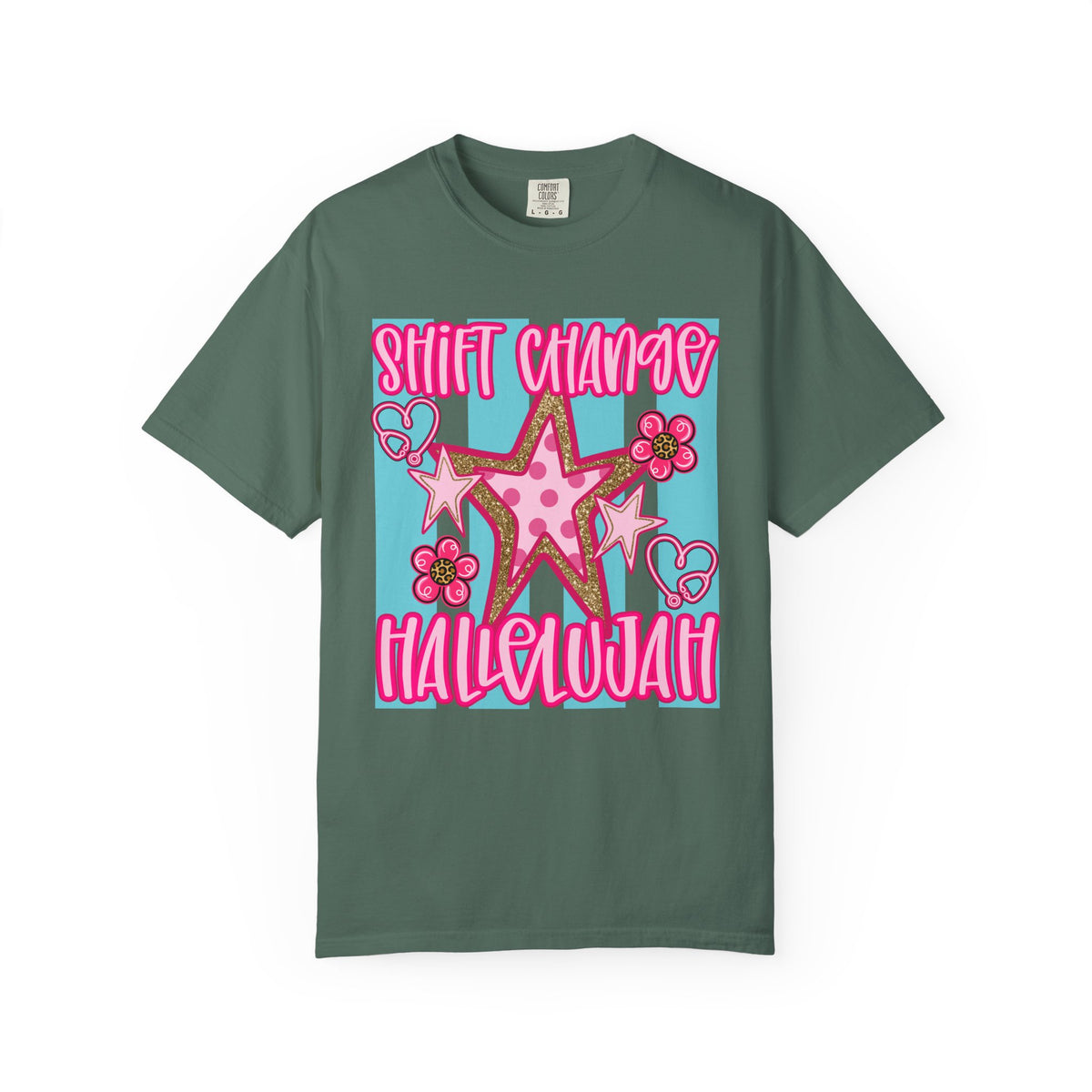 Shift Change Hallelujah T Shirt Cute Pink Star Nurse Worker Tee