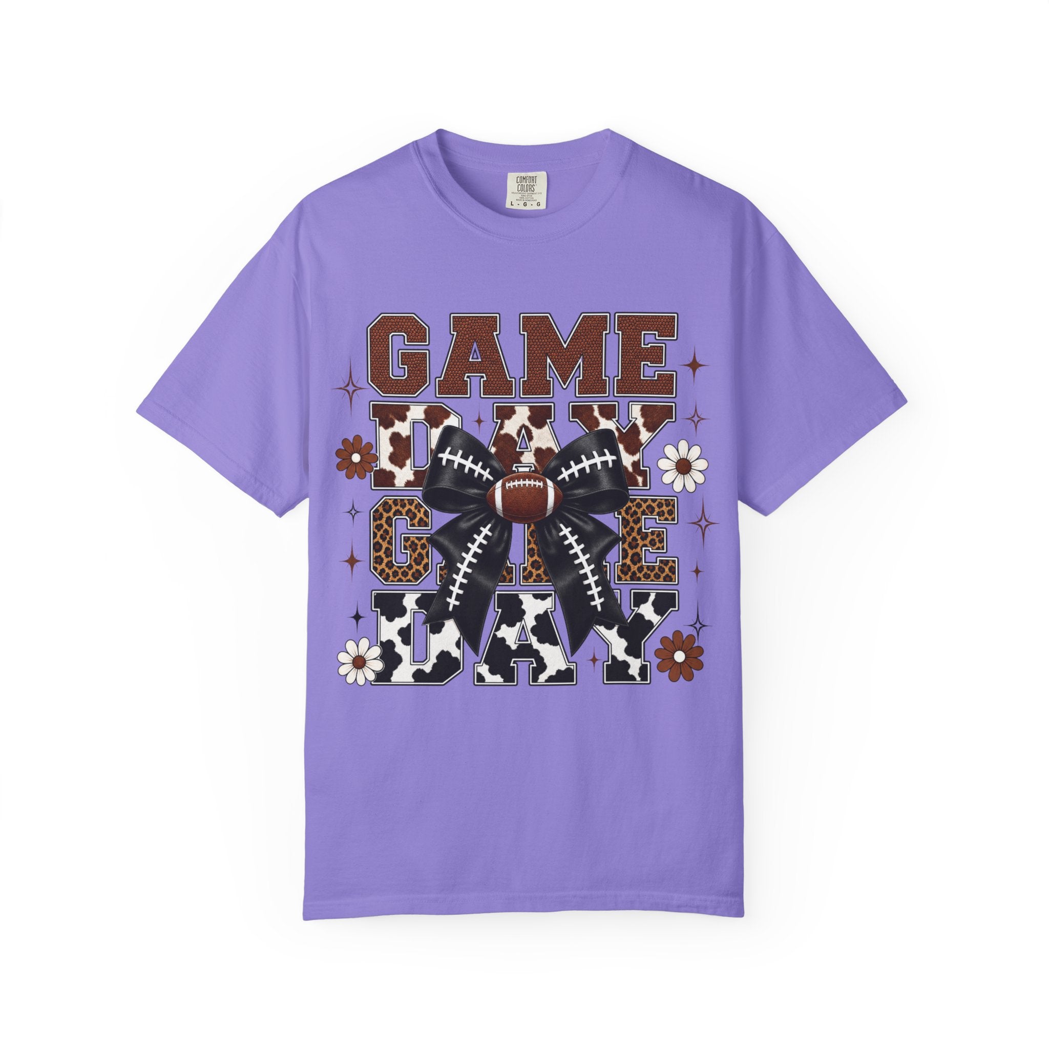Game Day Football T Shirt Retro Bow and Floral Tailgate Tee