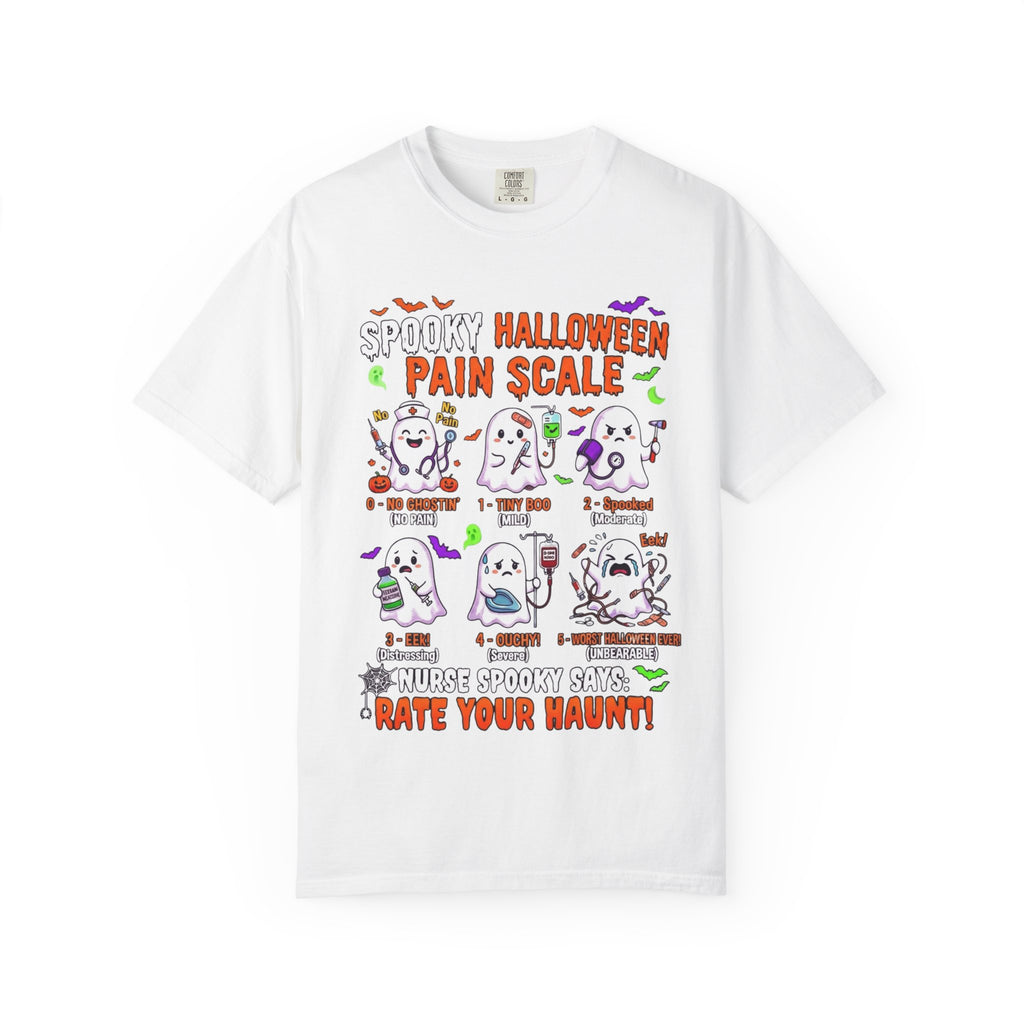 Halloween Ghost Pain Scale T-Shirt Spooky Halloween Pain Scale Nurse Funny Tee
