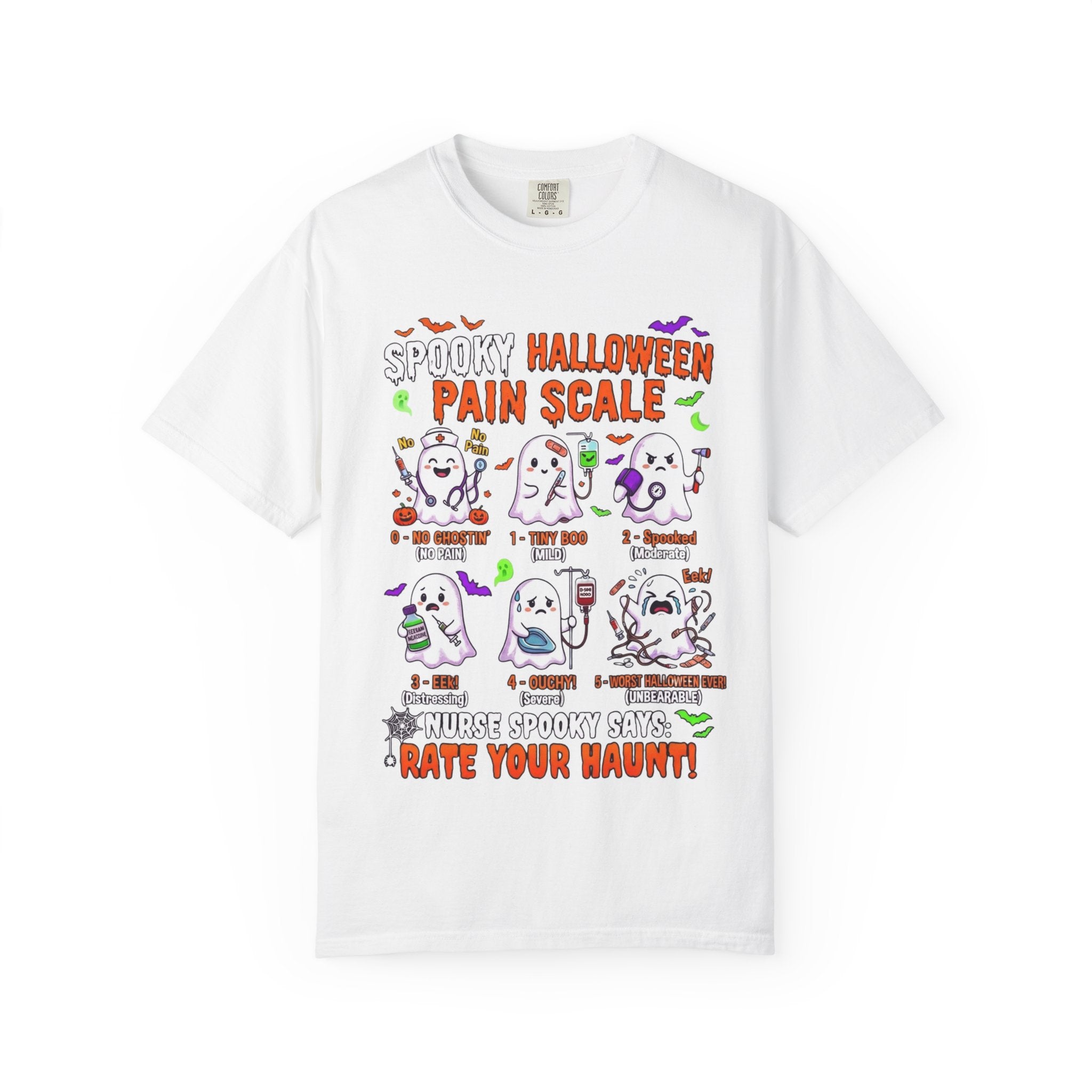 Halloween Ghost Pain Scale T-Shirt Spooky Halloween Pain Scale Nurse Funny Tee