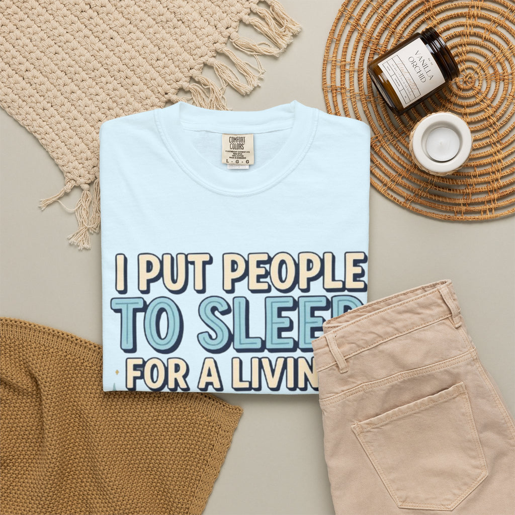 RN Anesthetist T‑Shirt I Put People To Sleep For A Living Nurse Anesthesia Tee