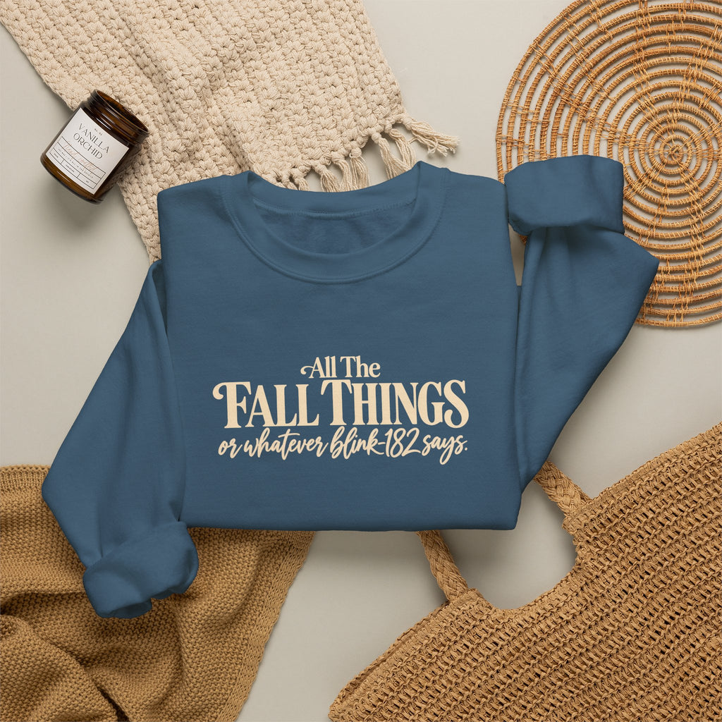 Crewneck Sweatshirt All the Fall Things Minimal Cream Script Inspirational Pullover