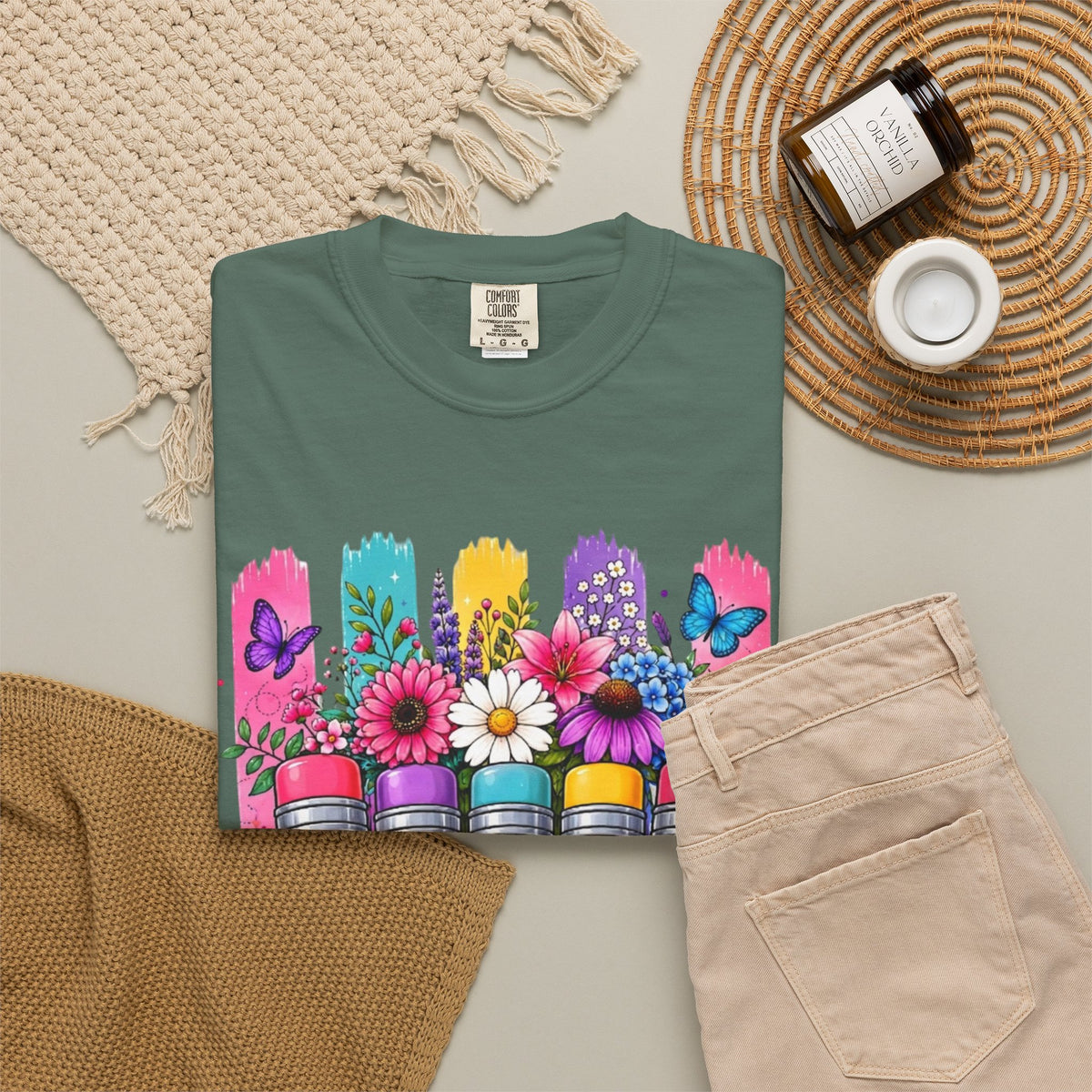 Teacher Pencil Bouquet T Shirt Colorful Floral Back to School Gift