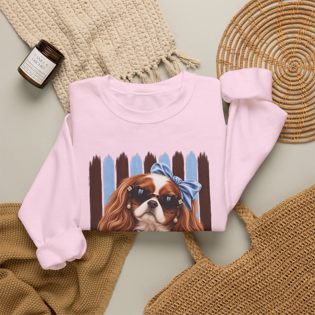 Cavalier King Charles Spaniel Sweatshirt, Cavalier Mom Gift, Unique Dog Lover Sweater, Artsy Boutique Dog Apparel, Original Pet Lover Gift