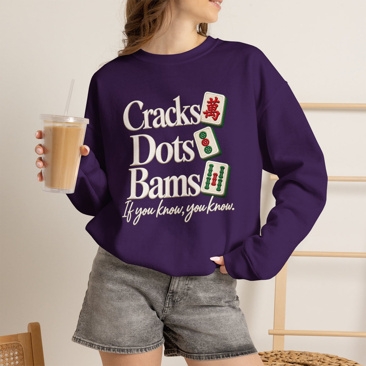 Cracks Dots Bams Mahjong Sweatshirt, Funny Mahjong Shirt, Mahjong Lover Gift, Mahjong Game Night Crewneck, Mahjong Club Apparel