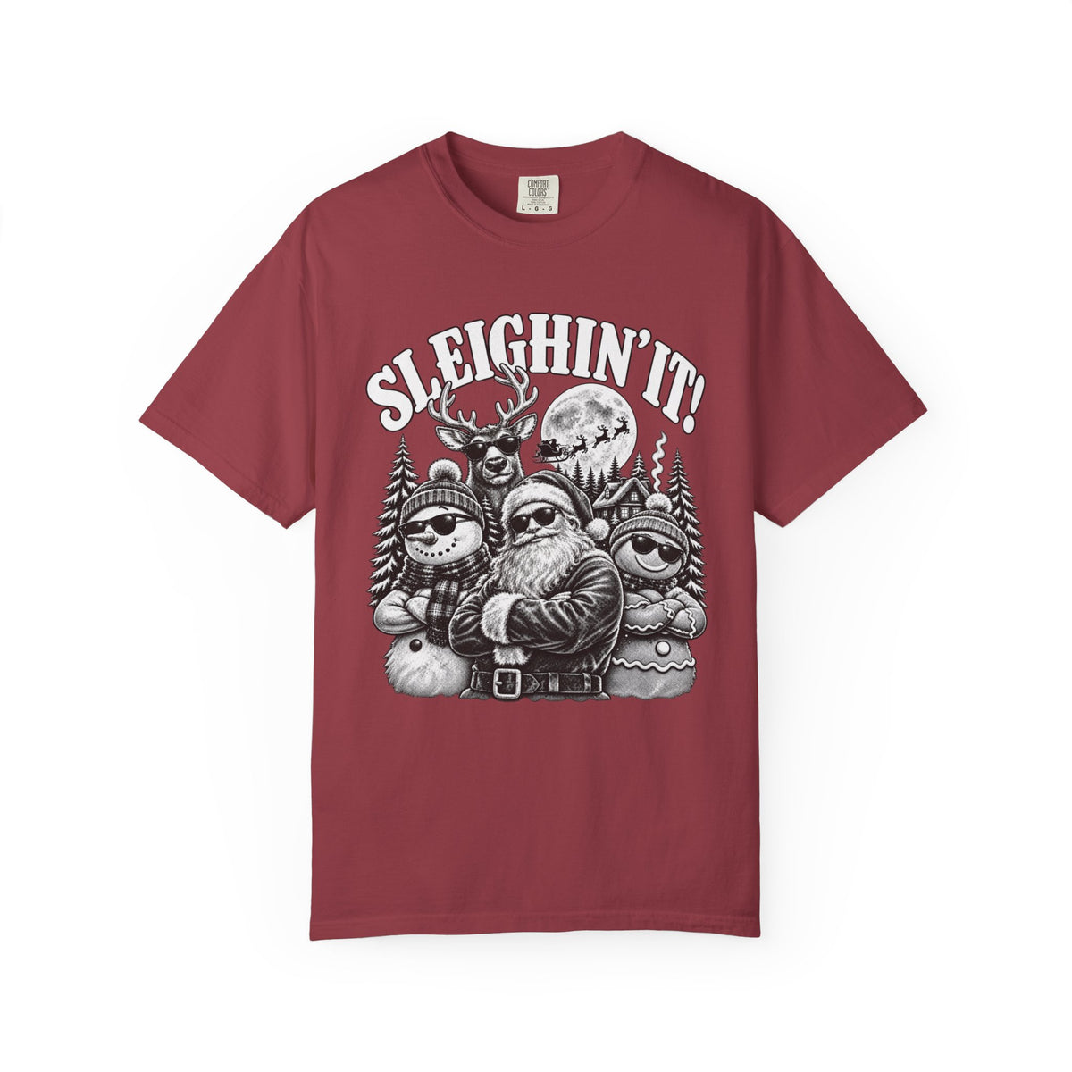 Sleighin It Funny Christmas Shirt, Vintage Santa Graphic Tee, Retro Christmas T-Shirt, Funny Holiday Shirt, Christmas Gift for Men Women