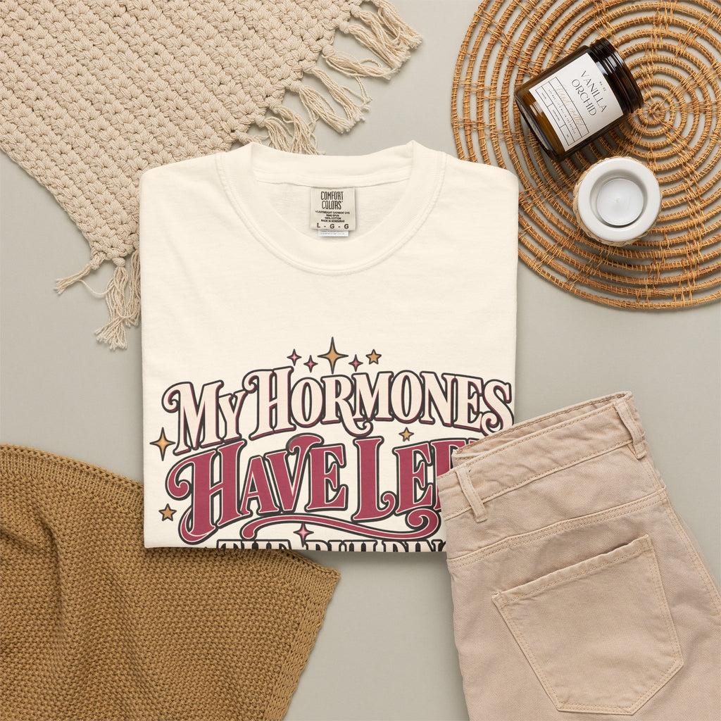 Funny Menopause Shirt, My Hormones Have Left the Building Tee, Hormone Humor T-Shirt, Menopause Gift for Women, Women Over 40 50 Shirt