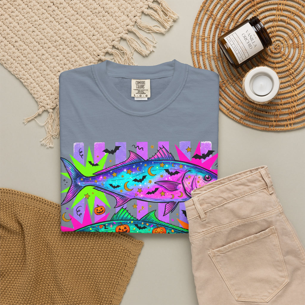 Bright Halloween Tropical Mackerel T-Shirt — Colorful Surf & Beach Fish Graphic Tee