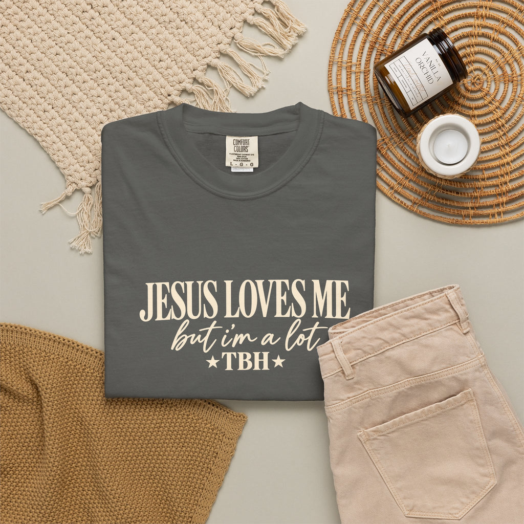 Christian Graphic T Shirt Jesus Loves Me but Im a Lit TBH