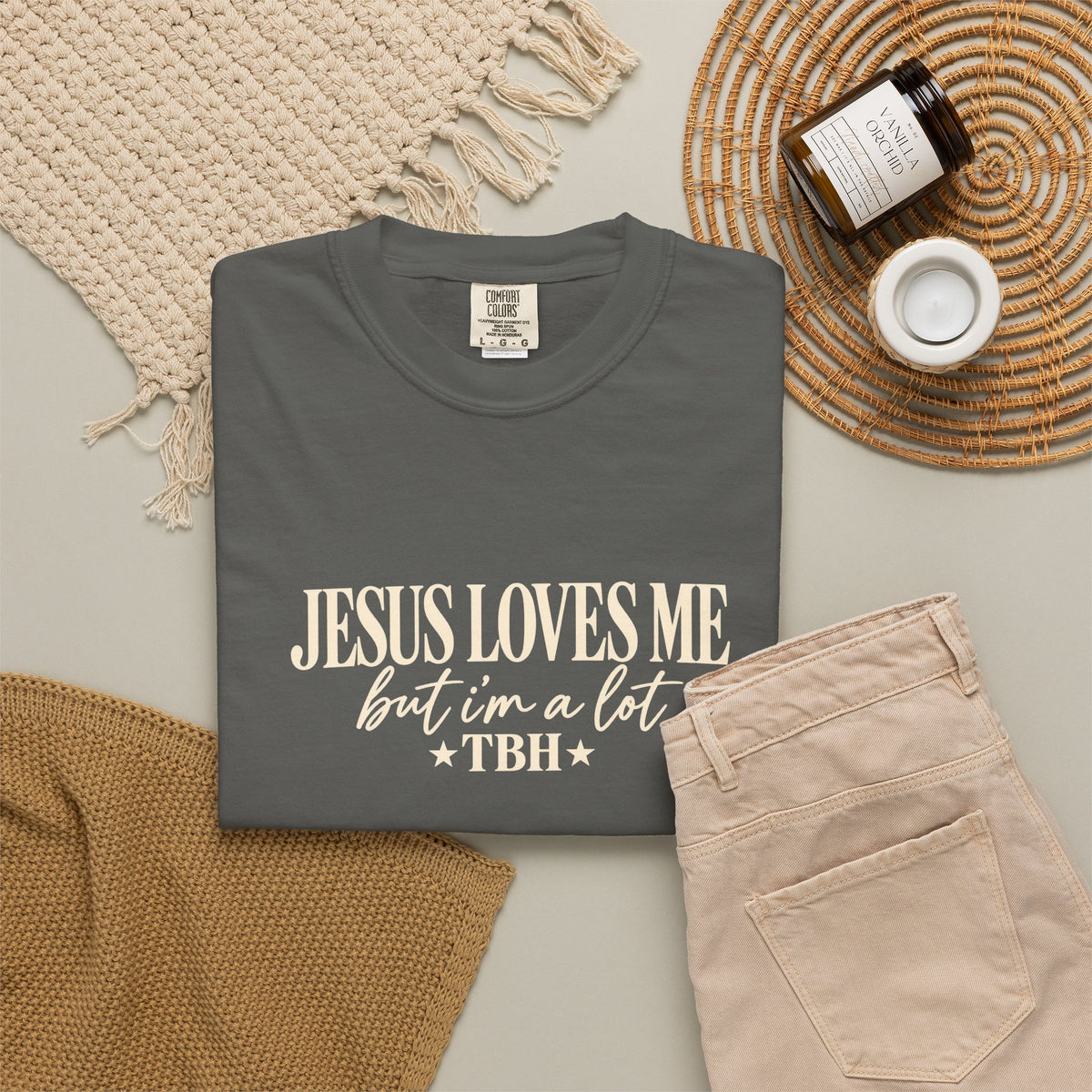 Christian Graphic T Shirt Jesus Loves Me but Im a Lit TBH