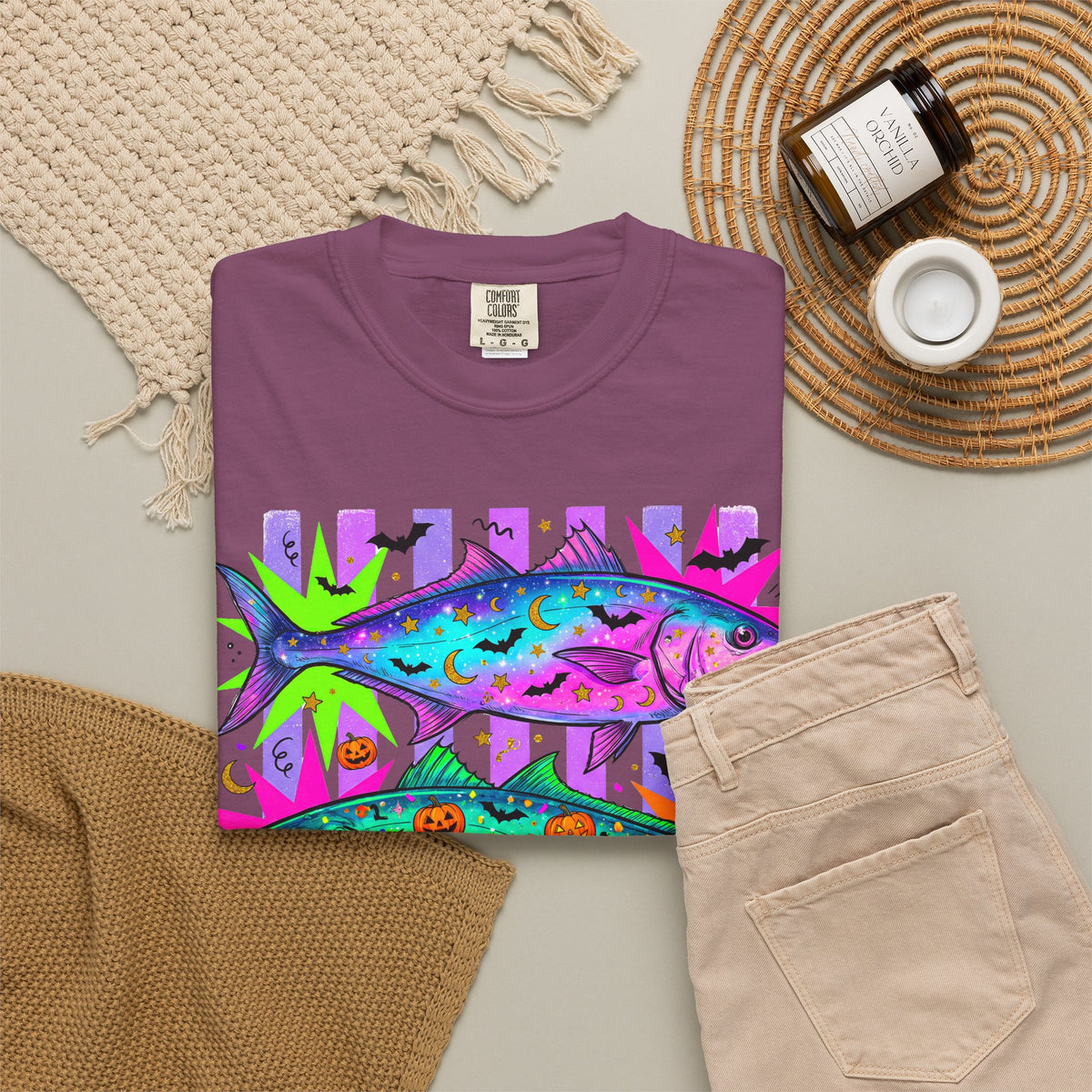 Bright Halloween Tropical Mackerel T-Shirt — Colorful Surf & Beach Fish Graphic Tee