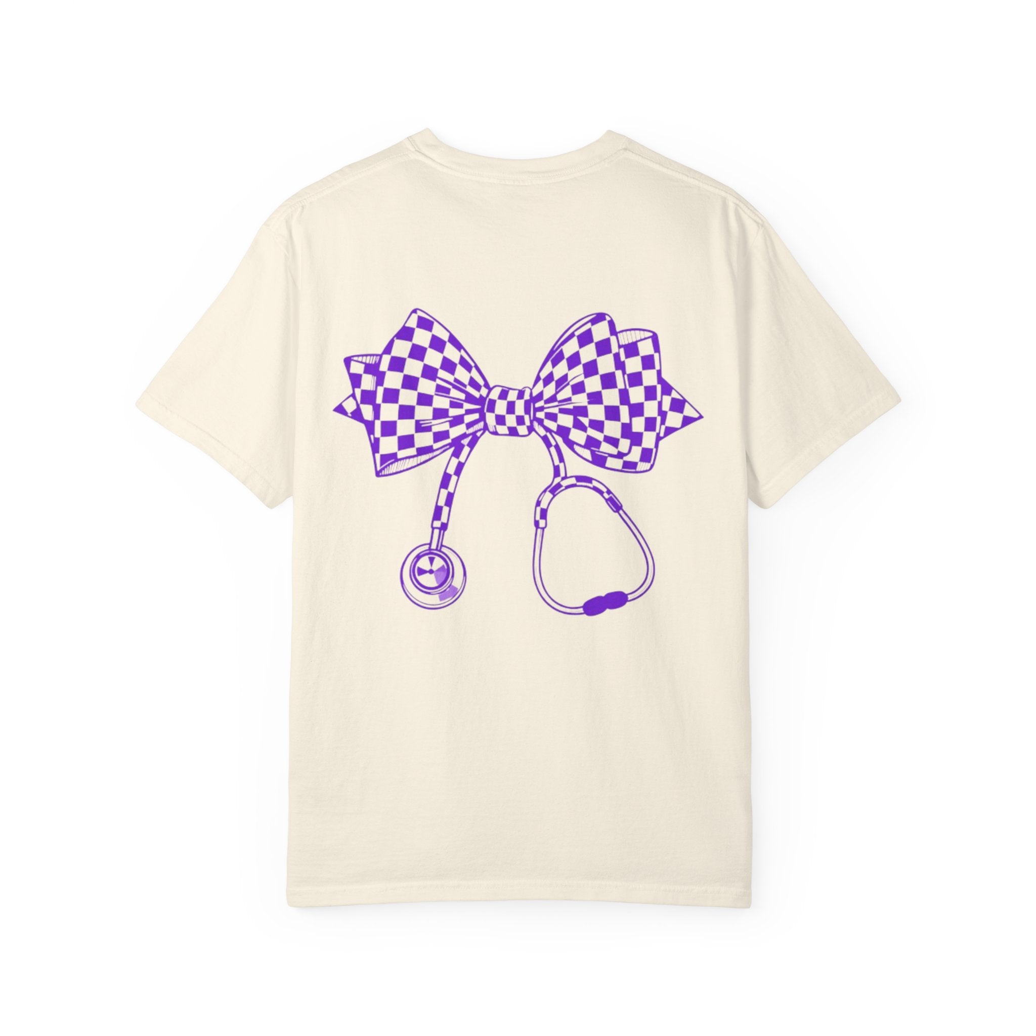 Nurse Stethoscope Bow T Shirt Checkered Medical Ribbon Tee