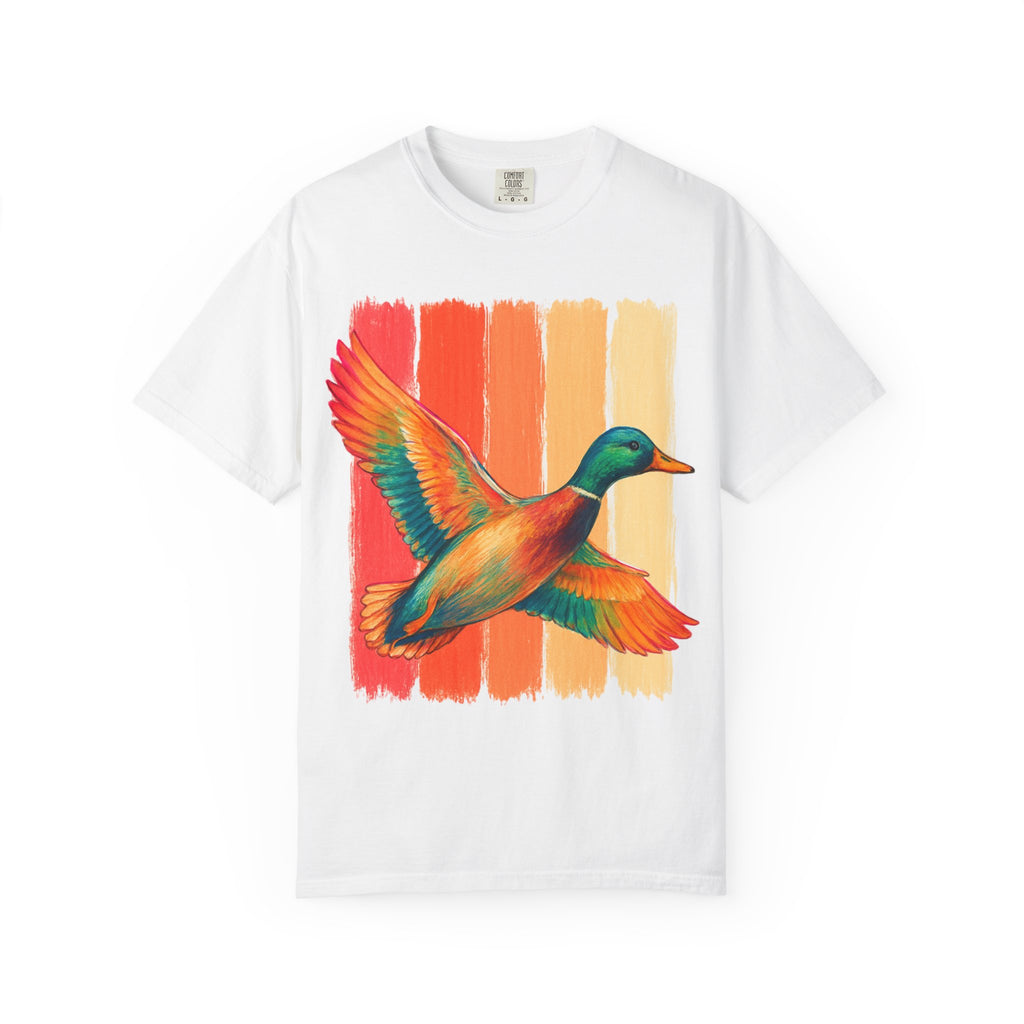 Mallard Duck Graphic T Shirt Vintage Sunset Stripes