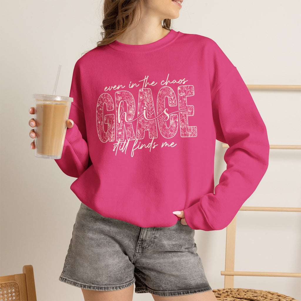Even in the Chaos Grace Still Finds Me Sweatshirt, Christian Faith Crewneck, Inspirational Floral Grace Sweater, Religious Gift for Women