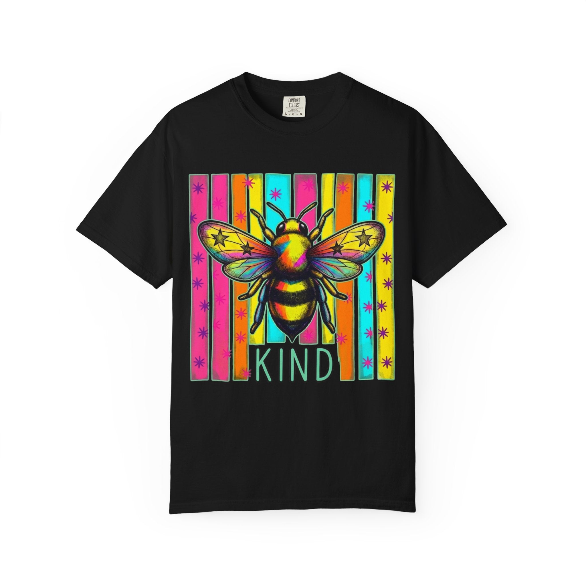 Bee Kind T Shirt Colorful Retro Striped Graphic Tee