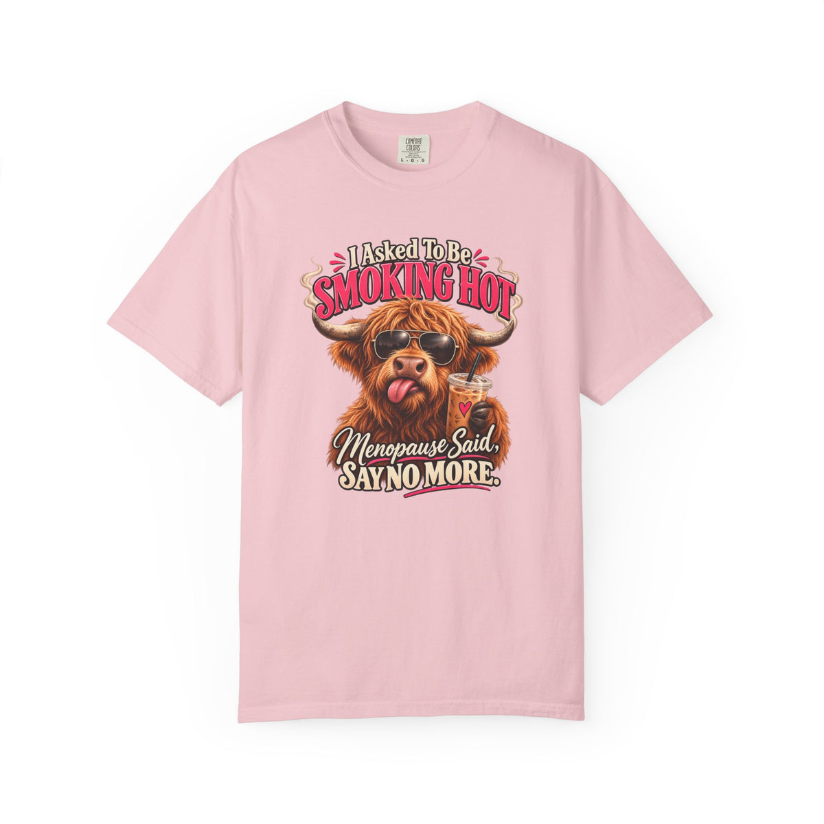 Menopause Smoking Hot Tee Shirt Funny Cow with Sunglasses and Drink