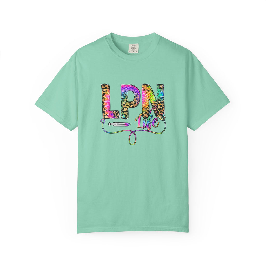 LPN Life T Shirt Colorful Leopard Stethoscope Nursing Tee