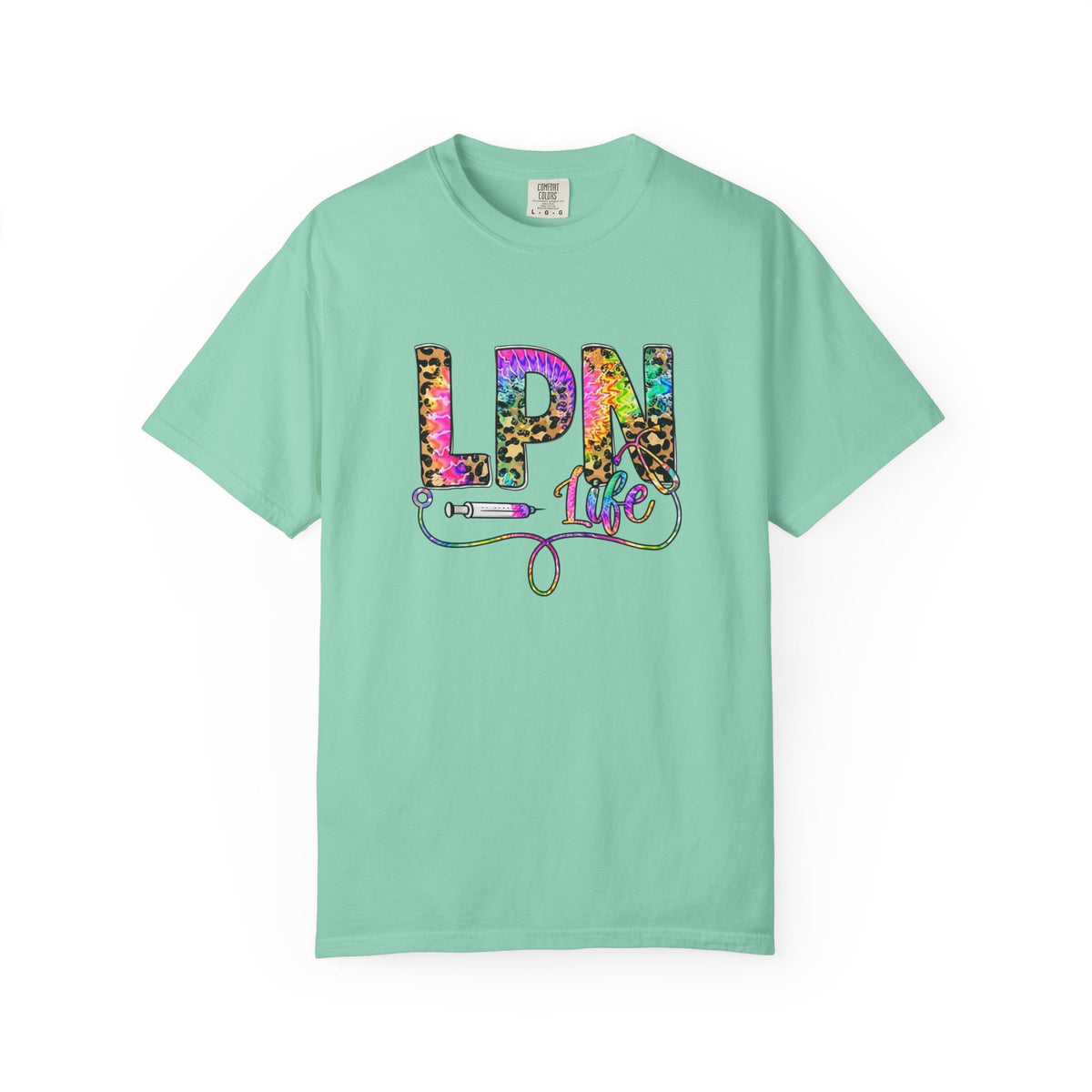 LPN Life T Shirt Colorful Leopard Stethoscope Nursing Tee