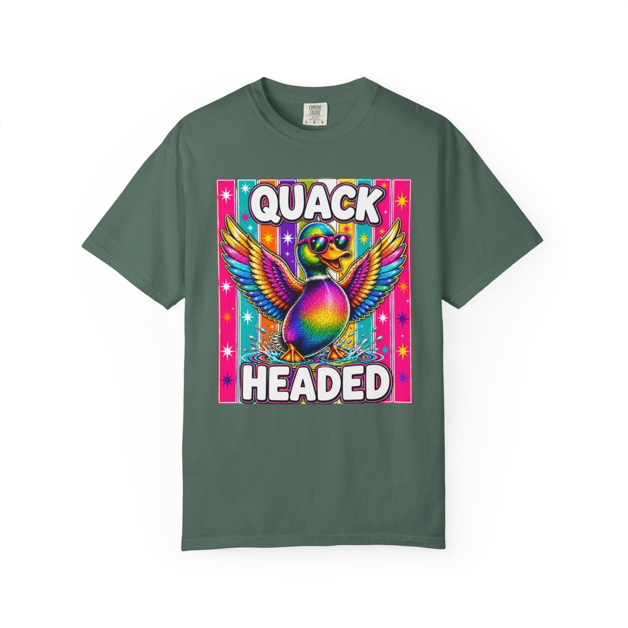 Quack Headed Duck T Shirt Vibrant Retro Rainbow Duck Graphic Tee