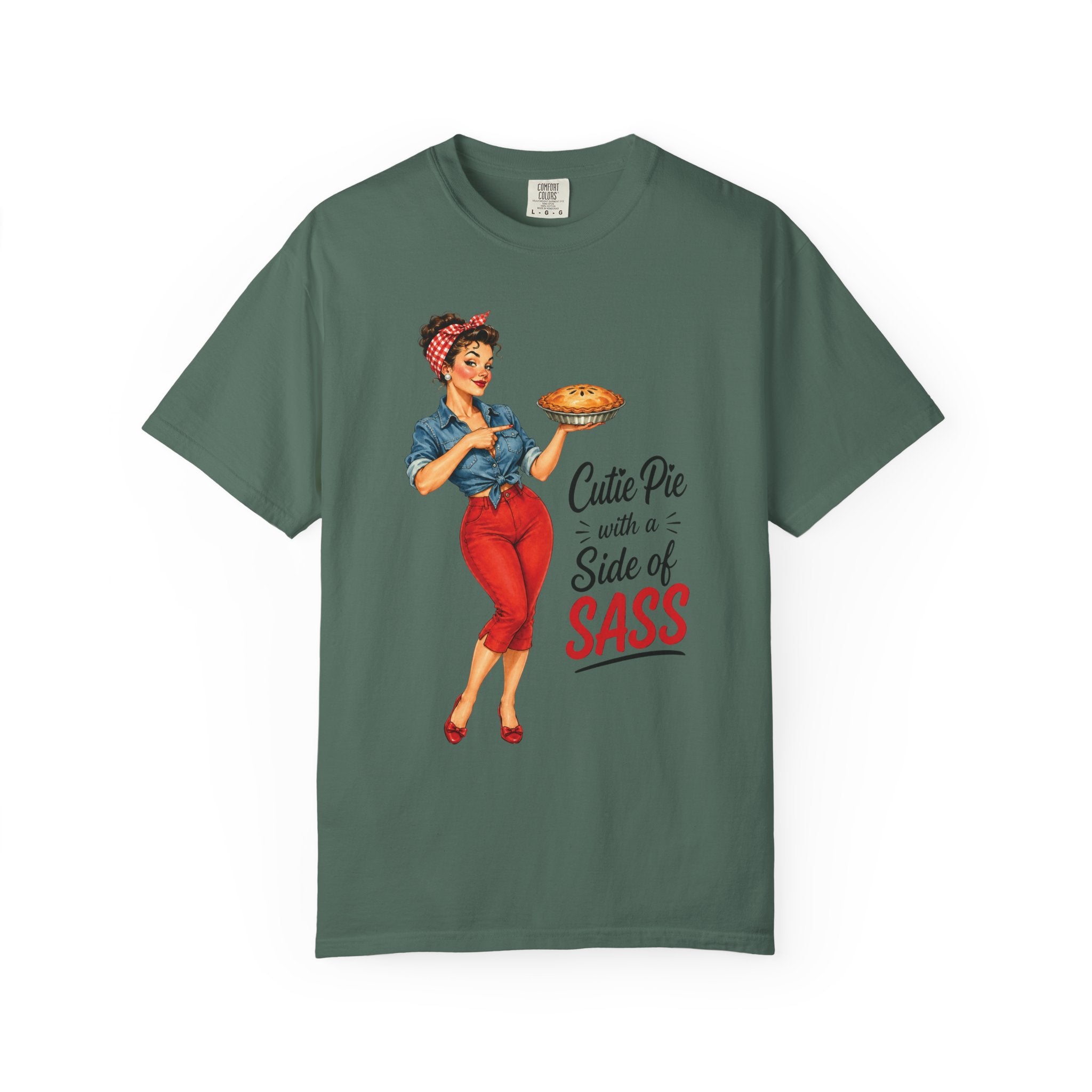 T Shirt Cutie Pie with a Side of Sass Retro Pin Up Tee